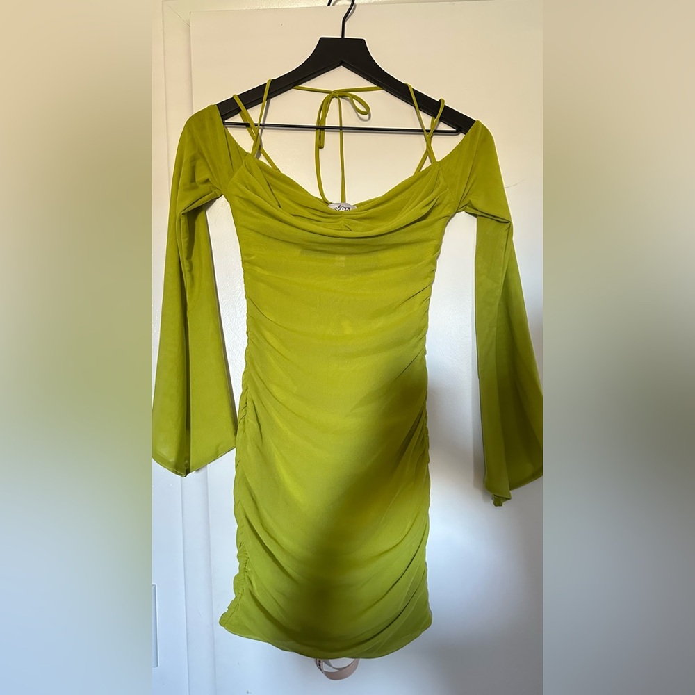 Oh Polly Vibrant Green Long Sleeve Dress